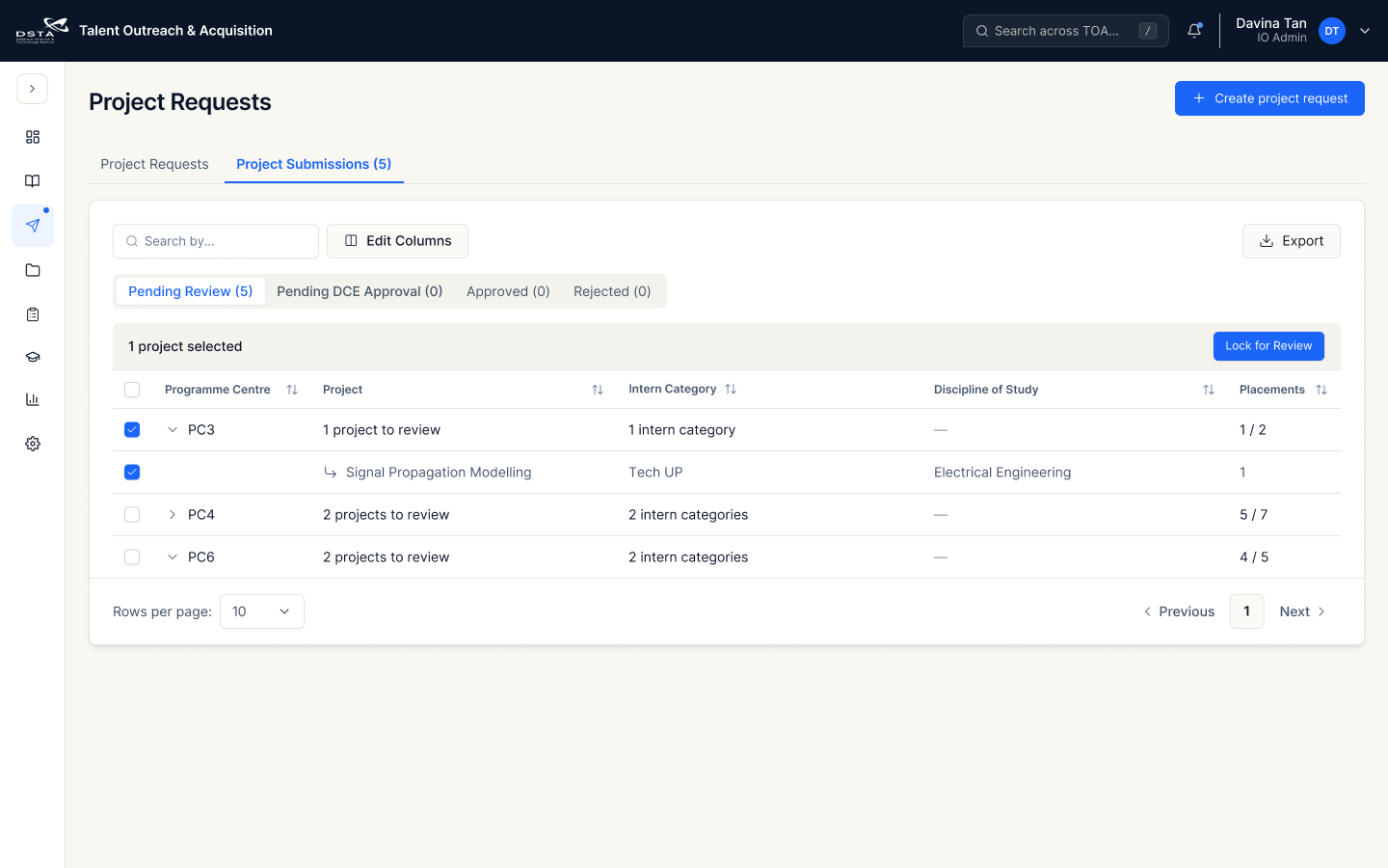 Project submissions after the Lock for Review action update